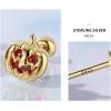 image18G Halloween Pumpkin Stud Earrings for Women Girls 925 Sterling Silver Red Cubic Zirconia CZ Cute Small Devil Cartilage Studs Hypoallergenic Piercing Ear Delicate Thanksgiving Fall Party Jewelry Gifts for FriendsGolden