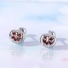 image18G Halloween Pumpkin Stud Earrings for Women Girls 925 Sterling Silver Red Cubic Zirconia CZ Cute Small Devil Cartilage Studs Hypoallergenic Piercing Ear Delicate Thanksgiving Fall Party Jewelry Gifts for FriendsWhite Gold