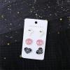 image3 Pairs Acrylic Halloween Stud Earrings Set for Women Resin Pink Purple Black White Sequins Moon Pumpkin Maple Leaf Ghost Bat Studs Earring Cute Holiday Party Jewelry Gifts Daughter NieceSkull