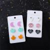 image3 Pairs Acrylic Halloween Stud Earrings Set for Women Resin Pink Purple Black White Sequins Moon Pumpkin Maple Leaf Ghost Bat Studs Earring Cute Holiday Party Jewelry Gifts Daughter NieceFall