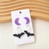 image3 Pairs Acrylic Halloween Stud Earrings Set for Women Resin Pink Purple Black White Sequins Moon Pumpkin Maple Leaf Ghost Bat Studs Earring Cute Holiday Party Jewelry Gifts Daughter NieceCrescent