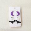 image3 Pairs Acrylic Halloween Stud Earrings Set for Women Resin Pink Purple Black White Sequins Moon Pumpkin Maple Leaf Ghost Bat Studs Earring Cute Holiday Party Jewelry Gifts Daughter NieceCrescent