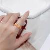 imageCute Autumn Pumpkin Statement Ring for Women Fashion Silver Plated Orange Green Enamel Adjustable Expandable Open Wrap Finger Rings Comfort Fit Dainty Holiday Halloween Jewelry Gift