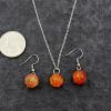 imageDainty Pumpkin Dangle Earrings Pendant Necklace Jewelry Set for Women Gold Plated Cute Halloween Thanksgiving Charms Drop Adjustable Link Chain Fall Holiday Festival Dress AccessoriesSilver