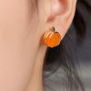 imageOrange Pumpkin Small Stud Earrings for Women GoldTone Enamel Halloween Thanksgiving Fall Party Studs Earring Cute Dress Accessories Jewelry