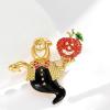 imagePumpkin Ghost Waiter Brooch Pin for Women Men Gold Plated Fashion Enamel Halloween Statement Spooky Brooches Lapel Pins Unique Holiday Festival Dress Accessories JewelryGold