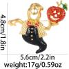 imagePumpkin Ghost Waiter Brooch Pin for Women Men Gold Plated Fashion Enamel Halloween Statement Spooky Brooches Lapel Pins Unique Holiday Festival Dress Accessories JewelryGold