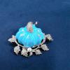 imageRhinestone Autumn Pumpkin Brooch for Women Girls Fashion Enamel Halloween Thanksgiving Crystal Leaf Brooches Lapel Pins Fall Holiday Festival Party Dress Accessories GiftSilver Blue