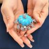 imageRhinestone Autumn Pumpkin Brooch for Women Girls Fashion Enamel Halloween Thanksgiving Crystal Leaf Brooches Lapel Pins Fall Holiday Festival Party Dress Accessories GiftSilver Blue