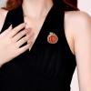 imageRhinestone Leaf Pumpkin Brooch Pin for Women Girls Gold Plated Fashion Crystal Halloween Thanksgiving Fruit Brooches Lapel Pins Cute Fall Holiday Festival Hat Bag Suit Dress Accessories Jewelry Gift