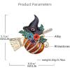 imageRhinestone Pumpkin Witch Hat Brooch Pin for Women Girls GoldTone Fashion Enamel Crystal Flower Leaf Broom Halloween Brooches Dainty Dress Accessories Holiday Festival Jewelry Gift