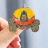 imageVintage Pumpkin Carriage Brooch Pin for Women Girls Gold Plated Rhinestone Enamel Halloween Brooches Lapel Pins Fall Holiday Festival Dress Accessories Jewelry Gift SouvenirYellow Orange