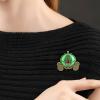 imageVintage Pumpkin Carriage Brooch Pin for Women Girls Gold Plated Rhinestone Enamel Halloween Brooches Lapel Pins Fall Holiday Festival Dress Accessories Jewelry Gift SouvenirYellow Green