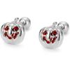 image18G Halloween Pumpkin Stud Earrings for Women Girls 925 Sterling Silver Red Cubic Zirconia CZ Cute Small Devil Cartilage Studs Hypoallergenic Piercing Ear Delicate Thanksgiving Fall Party Jewelry Gifts for FriendsWhite Gold