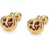 image18G Halloween Pumpkin Stud Earrings for Women Girls 925 Sterling Silver Red Cubic Zirconia CZ Cute Small Devil Cartilage Studs Hypoallergenic Piercing Ear Delicate Thanksgiving Fall Party Jewelry Gifts for FriendsGolden