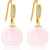 imageDelicate Pumpkin Dangle Earrings for Women Gold Plated Dainty CZ Halloween Thanksgiving Color Birthstone Charms Drop Fish Hook Dangling Fall Holiday Festival Dress Accessories GiftsLight Pink