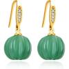 imageDelicate Pumpkin Dangle Earrings for Women Gold Plated Dainty CZ Halloween Thanksgiving Color Birthstone Charms Drop Fish Hook Dangling Fall Holiday Festival Dress Accessories GiftsGreen
