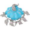 imageRhinestone Autumn Pumpkin Brooch for Women Girls Fashion Enamel Halloween Thanksgiving Crystal Leaf Brooches Lapel Pins Fall Holiday Festival Party Dress Accessories GiftSilver Blue
