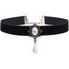 imageVintage Black Velvet Choker Necklace for Women Gothic Victorian Crystal Charms Adjustable Chain Necklaces Retro Boho Dress Accessories Punk 80s 90s Christmas Halloween Cosplay Party Jewelry Shell Pearl Drop