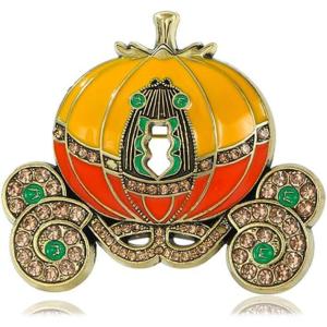 imageVintage Pumpkin Carriage Brooch Pin for Women Girls Gold Plated Rhinestone Enamel Halloween Brooches Lapel Pins Fall Holiday Festival Dress Accessories Jewelry Gift SouvenirYellow Orange