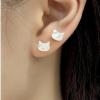 imageDainty Shell Pearl Cat Stud Earrings for Women Girls 925 Sterling Silver Hypoallergenic Nickel Free Tiny Small Kitten Animal Studs Cartilage Tragus Post Cute Birthday Halloween Christmas Jewelry GiftsWhite