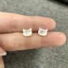 imageDainty Shell Pearl Cat Stud Earrings for Women Girls 925 Sterling Silver Hypoallergenic Nickel Free Tiny Small Kitten Animal Studs Cartilage Tragus Post Cute Birthday Halloween Christmas Jewelry GiftsWhite
