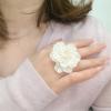 imageDtja Elegant Shell Pearl Flower Statement Ring for Women Lady Artificial White Camellia Cherry Blossom Petals Adjustable Wide Wrap Rings Comfort Fit Delicate Wedding Holiday Party Jewelry