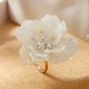 imageDtja Elegant Shell Pearl Flower Statement Ring for Women Lady Artificial White Camellia Cherry Blossom Petals Adjustable Wide Wrap Rings Comfort Fit Delicate Wedding Holiday Party Jewelry