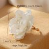 imageDtja Elegant Shell Pearl Flower Statement Ring for Women Lady Artificial White Camellia Cherry Blossom Petals Adjustable Wide Wrap Rings Comfort Fit Delicate Wedding Holiday Party Jewelry