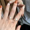 imageDtja Shell Pearl 925 Sterling Silver Ring for Women Girls Adjustable Expandable Round Ball Wedding Statement Finger Rings Comfort Fit Simple Elegant Engagement Promise Birthday Jewelry Gift10mm