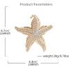 imageShell Pearl Rhinestone Starfish Brooch for Women Men Gold Plated Elegant Crystal Star Shaped Ocean Sea Animal Brooches Lapel Pins Delicate Wedding Beach Party Dress Accessories