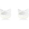 imageDainty Shell Pearl Cat Stud Earrings for Women Girls 925 Sterling Silver Hypoallergenic Nickel Free Tiny Small Kitten Animal Studs Cartilage Tragus Post Cute Birthday Halloween Christmas Jewelry GiftsWhite