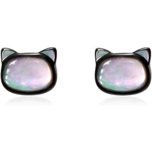 imageDainty Shell Pearl Cat Stud Earrings for Women Girls 925 Sterling Silver Hypoallergenic Nickel Free Tiny Small Kitten Animal Studs Cartilage Tragus Post Cute Birthday Halloween Christmas Jewelry GiftsBlack