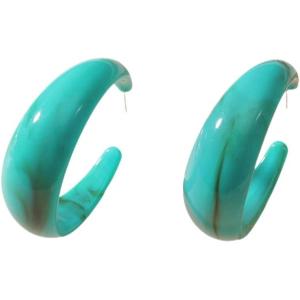 imageBig Acrylic Dangle Hoop Earrings for Women Girls Vintage Boho Resin C Shape Charms Drop Dangling Stud Lightweight Earring Retro Y2K Party Jewelry Blue