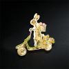 imageBiker Bunny Rabbit Brooch Pin for Women Girls Unisex Gold Plated Fashion Enamel Easter Eggs Animal Pet Brooches Lapel Pins Dainty Cute Holiday Festival Party Jewelry Gift for Daughter Teens