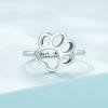 imageCat Dog 925 Sterling Silver Ring for Women Best Friend Engraved Statement Cute Hearted Animal Pawprint Band Finger Rings Comfort Fit Fashion Dainty Birthday Christmas Jewelry Gift for PetLover Size 8