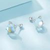 imageCute Cat Moonstone Cartilage Stud Earrings for Women 925 Sterling Silver Hypoallergenic Crystal Birthstone Tiny Kitten Animal Studs Tragus Mini Ball Screw Back Piercing Jewelry Gifts for Daughter Niece