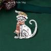 imageCute Xmas Cat Brooch for Women Girls Men Silver Gold Fashion Rhinestone Enamel Kitten Animals Santa Costumes Lapel Pins Vintage Christmas Holiday Festival Dress Accessories Jewelry Gift for PetloverScarf