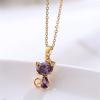 imageDainty CZ Bow Cat Pendant Necklace for Women 14K Stainless Steel Hypoallergenic Crystal Kitten Animal Choker Chain Necklace Adjustable Comfortable Cute Birthday Holiday Jewelry Gift 18inchPurple