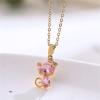 imageDainty CZ Bow Cat Pendant Necklace for Women 14K Stainless Steel Hypoallergenic Crystal Kitten Animal Choker Chain Necklace Adjustable Comfortable Cute Birthday Holiday Jewelry Gift 18inchPink