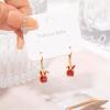 imageDainty Red Rabbit Small Hoop Earrings for Women GoldToned Cute Crystal Bunny Animal Charms Lever Back Dangle Drop Huggie Hoops Delicate Easter Holiday JewelryGolden