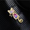 imageDainty Rhinestone Cat Animal Brooch Pin for Women Girls Gold Plated Austrian Crystal with Gradient Color Cute Kitten Brooches Lapel Pins Fashion Birthday Christmas Festival Jewelry Gift for DaughterPurple Blue