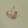 imageDtja CZ Rabbit Animal Statement Ring for Women Gold Plated Adjustable Pink Rhinestone Crystal Pet Open Band Finger Rings Comfort Fit Fashion Cute Birthday Holiday Christmas Jewelry Gift Size 810