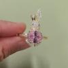imageDtja CZ Rabbit Animal Statement Ring for Women Gold Plated Adjustable Pink Rhinestone Crystal Pet Open Band Finger Rings Comfort Fit Fashion Cute Birthday Holiday Christmas Jewelry Gift Size 810
