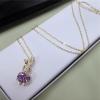 imageDtja Crystal Bunny Rabbit Pendant Necklace for Women Girls 18k Gold Plated Cubic Zirconia Animal Pet Birthstone Link Chain Adjustable Fashion Cute Easter Birthday Jewelry Gift Daughter 18 inchAmethyst