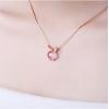 imageDtja Pink Bunny Rabbit Pendant Necklace for Women 18k Gold Plated Cubic Zirconia Animal Pet Birthstone Box Chain Adjustable Fashion Cute Easter Birthday Jewelry Gift for Daughter 18 inch