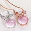 imageDtja Pink Bunny Rabbit Pendant Necklace for Women 18k Gold Plated Cubic Zirconia Animal Pet Birthstone Box Chain Adjustable Fashion Cute Easter Birthday Jewelry Gift for Daughter 18 inch
