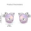imageLovely Heart Cat Earrings 925 Sterling Silver CZ Tiny Kitten Animal Stud Earrings for Women Hypoallergenic Cute Round Pink Moonstone Cartilage Tragus Ball Back Barbell Ear Helix Conch Rook Piercing Jewelry Gifts