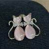 imagePink Heart Cat Animal Rhinestone Brooch Pin for Women Girls Gold Plated Fashion Crystal Love Hearted Cats Eye Couple Kitten Brooches Lapel Pins Cute Dress Accessories Birthday Holiday Jewelry Gift