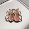 imagePink Heart Cat Animal Rhinestone Brooch Pin for Women Girls Gold Plated Fashion Crystal Love Hearted Cats Eye Couple Kitten Brooches Lapel Pins Cute Dress Accessories Birthday Holiday Jewelry Gift